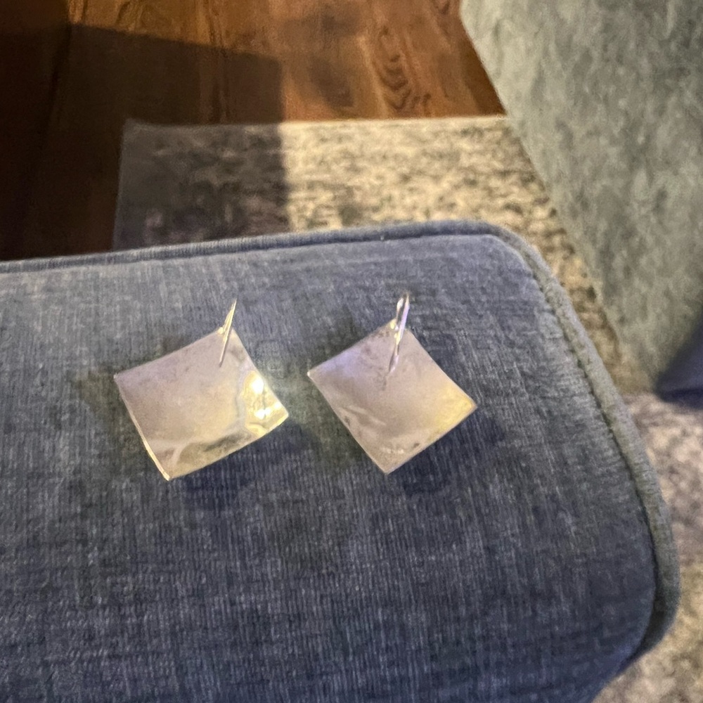 Silver Square Earrings - image 2